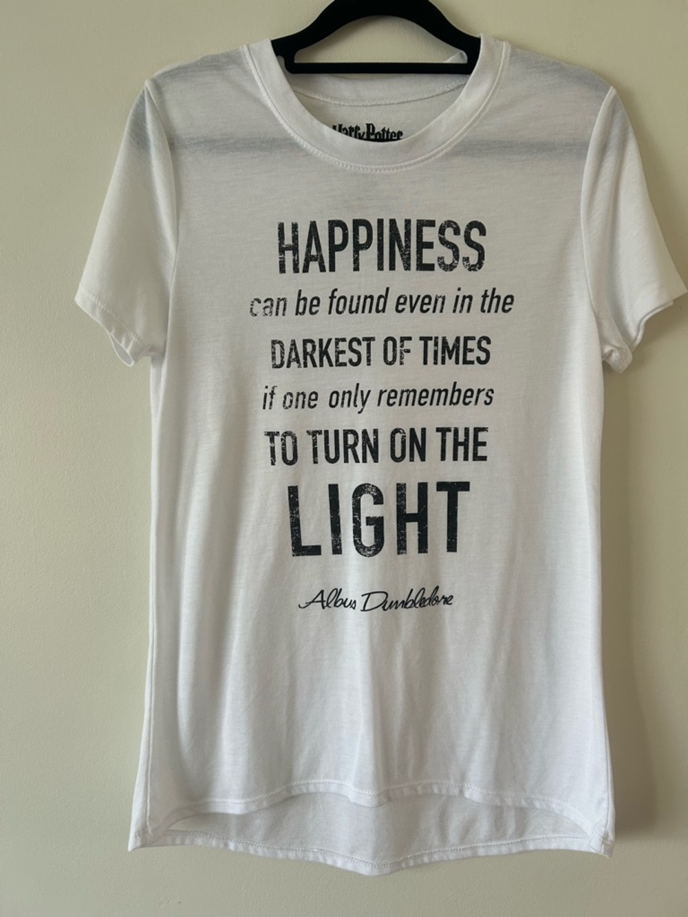 Warner Bros. Harry Potter Tee White Crewneck with Black Harry Potter Logo